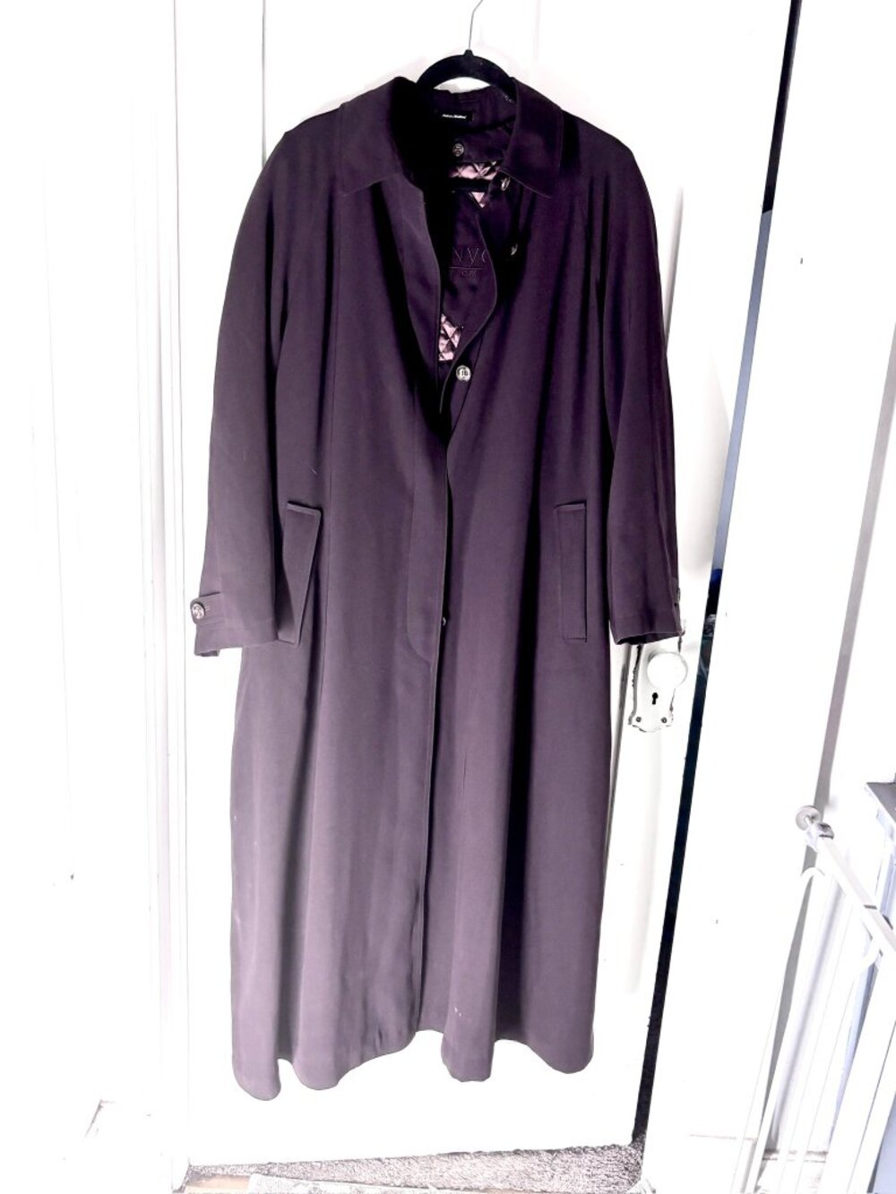 Vintage Sanyo New York Long Duster Coat Plum Purple Removable Lining Medium M 10